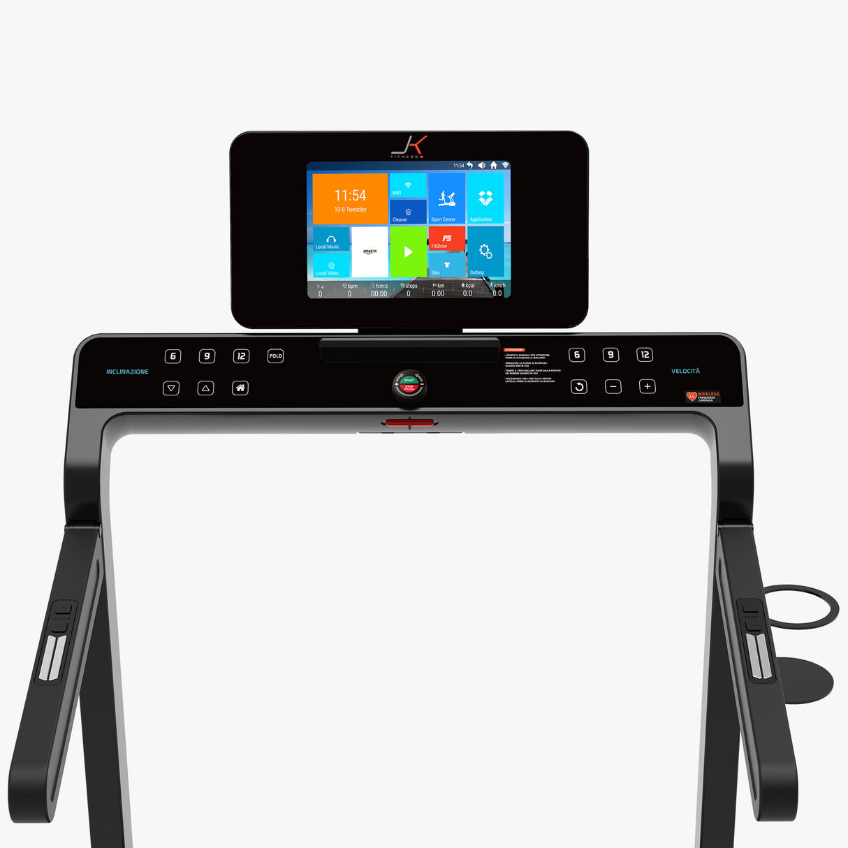 Tapis Roulant Jk Fitness SC48-TFT con schermo touchscreen - salvaspazio Compatibile Zwift E Kinomap - Velocità 18 Km/h - Motore 3.0 Hp - Peso Max Utente 120 kg cod.SC48-TFT