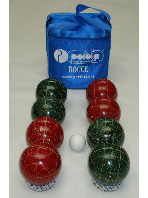 Set Bocce Jolly Pro composto da 4 bocce rosso scuro + 4 verde scuro + pallino 50mm