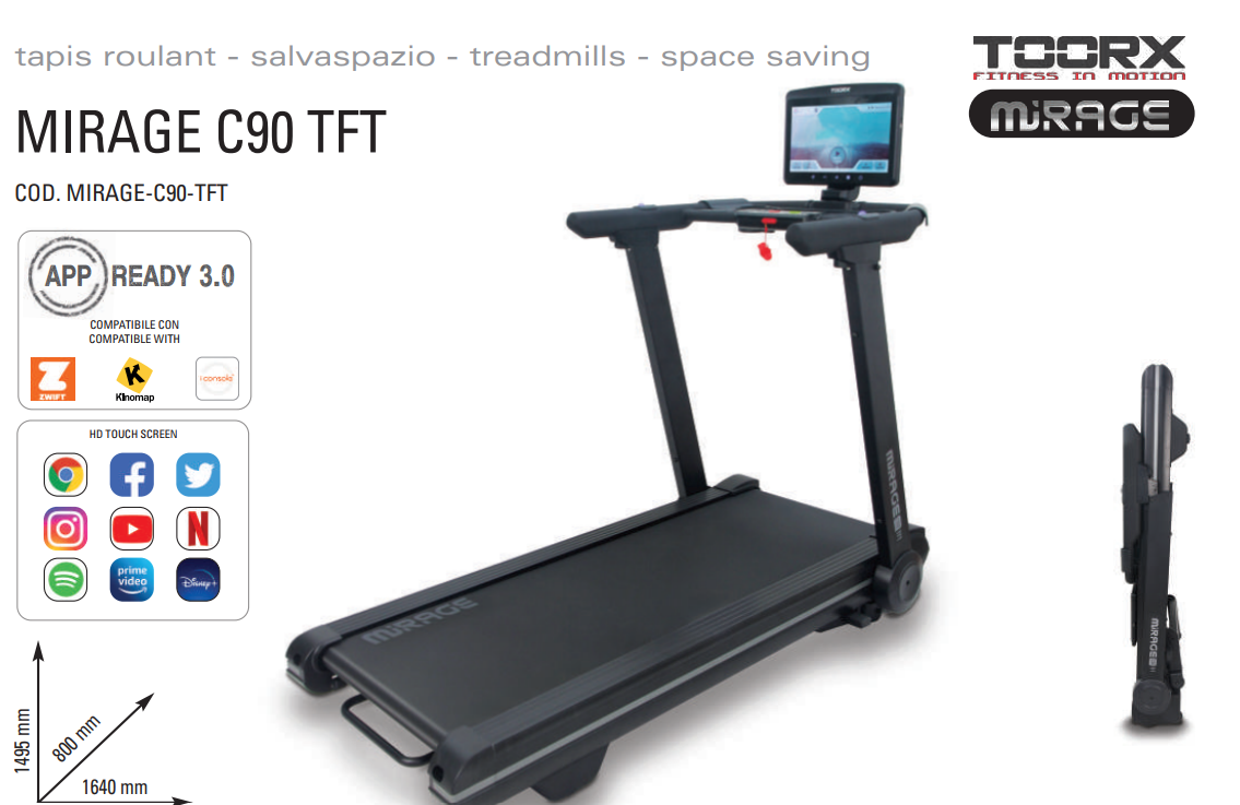 Tapis Roulant Salvaspazio MIRAGE C90 TFT COD. MIRAGE-C90-TFT