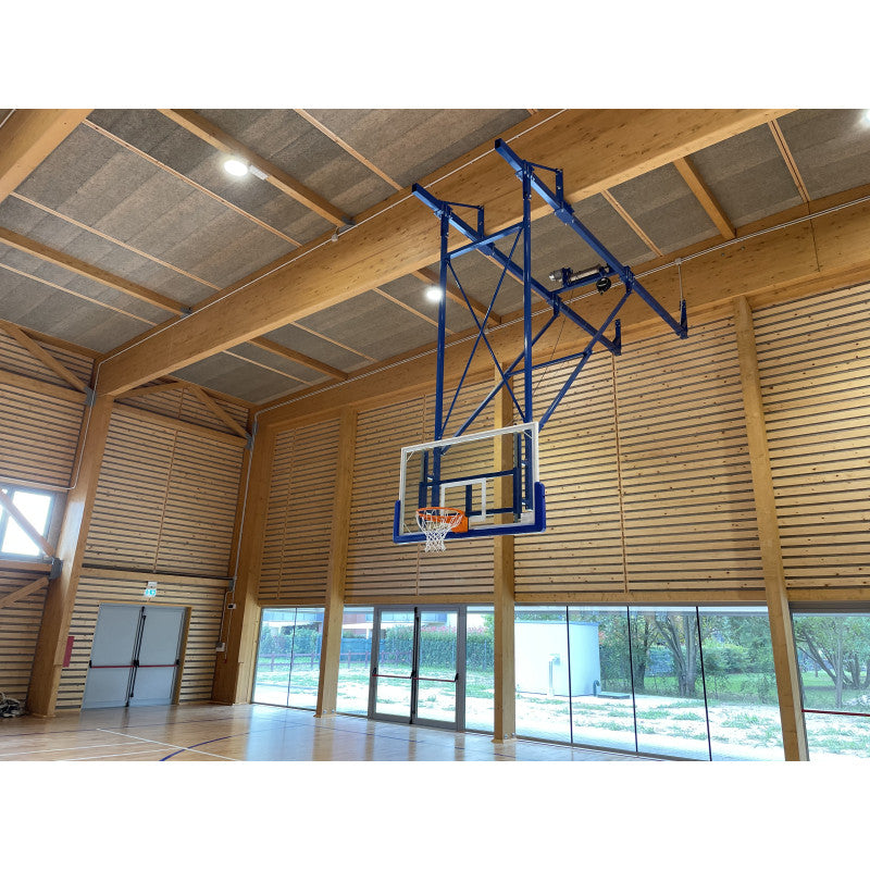 Impianto basket sollevabile a soffitto B 906 tabellone cristallo