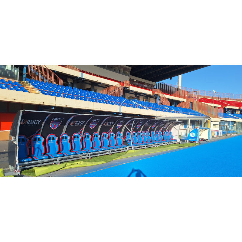 Panchina allenatori in acciaio zincato con sedute in pelle Art. F 792