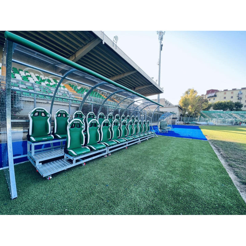 Panchina allenatori in acciaio zincato con sedute in pelle Art. F 792