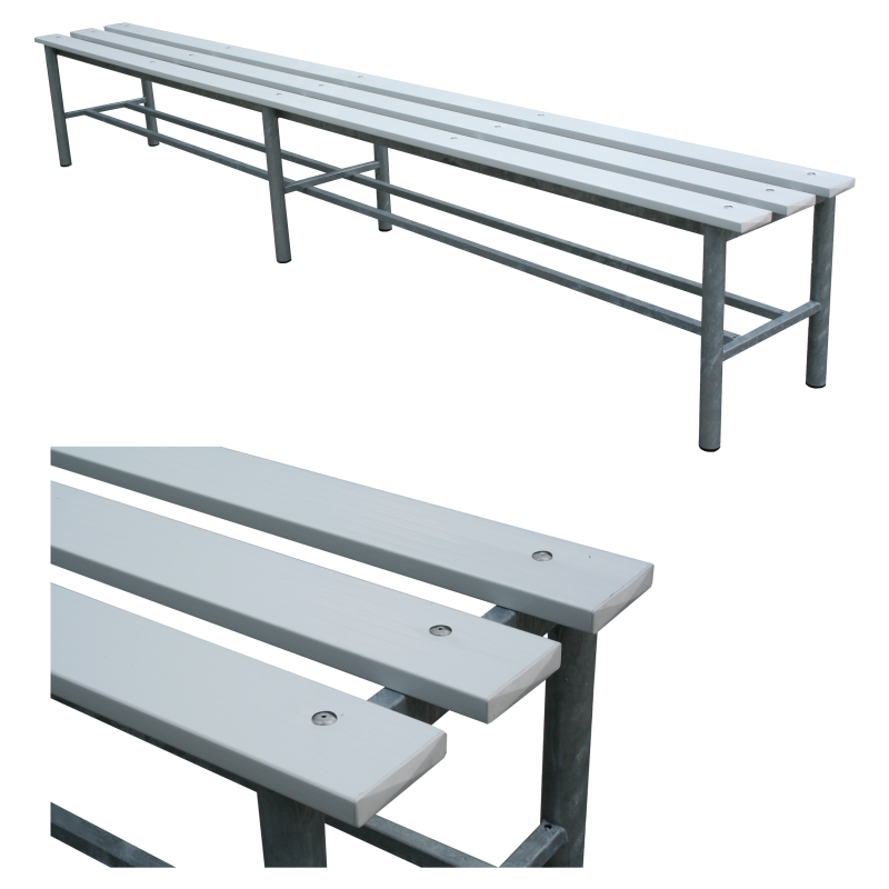 Panchina bordo campo tennis Art. T 796 acciaio zincato doghe PVC da esterno mt 2,00