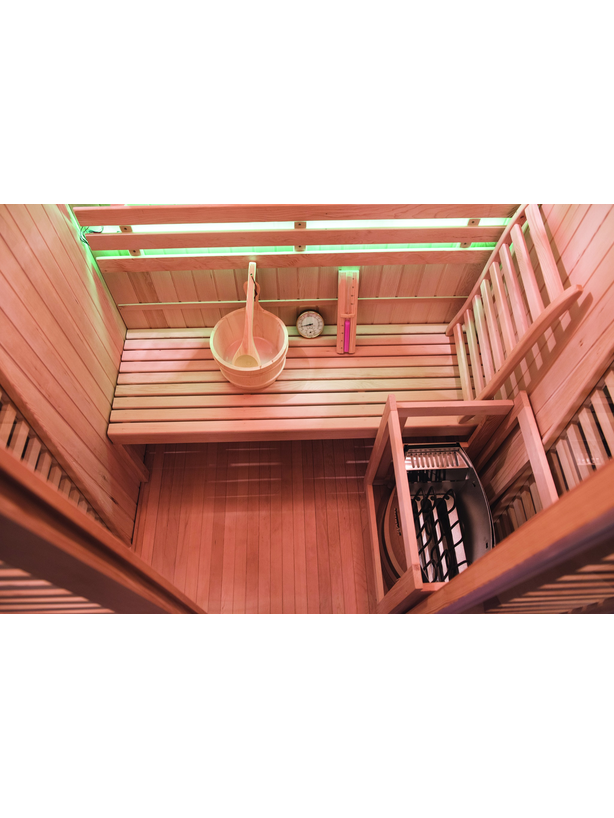 Sauna a vapore Finlandese mod. VENETIAN 2/3 posti Pacchetto completo 4,5kW Black Wall HL-VN03R-PKLX