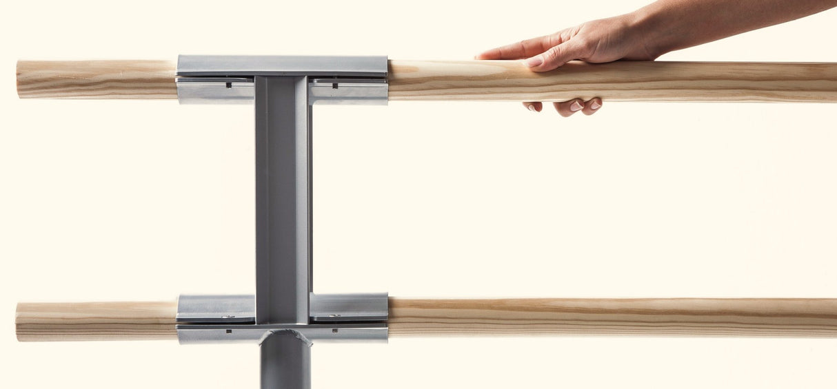 Sbarra danza mobile modello Royale dinamica ballet con altezza regolabile sbarra da 5 metri con 3 supporti