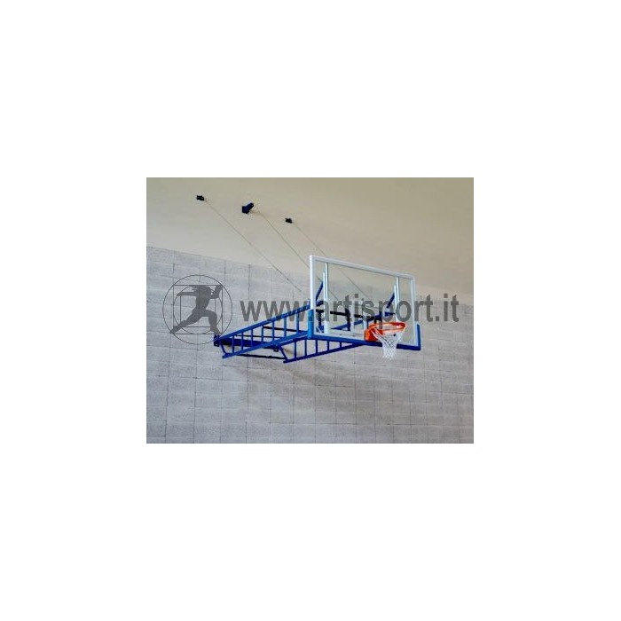 Impianto basket pallacanestro sollevabile a parete, sbalzo cm.320 Art. B655