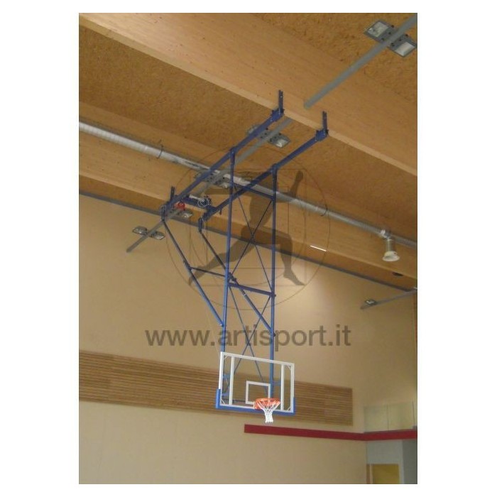 Impianto basket sollevabile a soffitto retrattile plexiglass Art. B906 h 9-11m