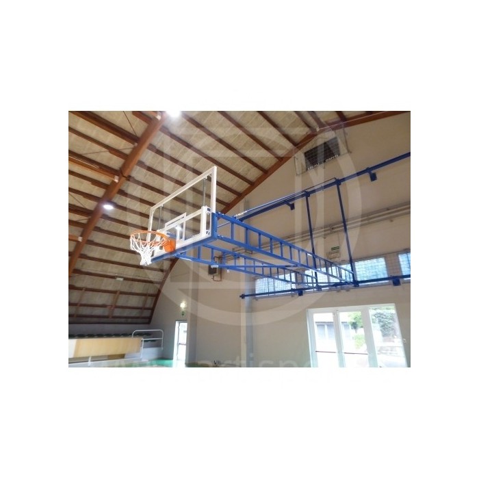 Impianto basket accostabile a parete Art B905 tabelloni  legno Omologato TUV secondo Norma UNI EN 1270 sbalzo 320cm