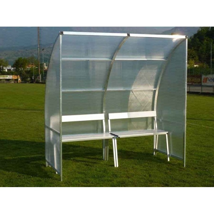 Panchina modello Light - Modulo da 1 metro copertura e seduta in doghe in legno