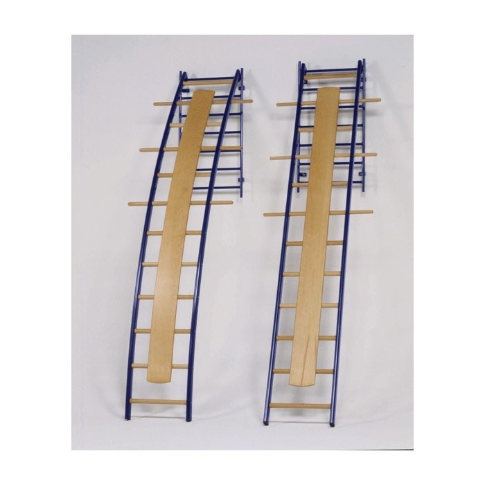 Scala ortopedica Sport System curva da fissare a parete, montanti di acciaio e pioli di faggio Art. S01054