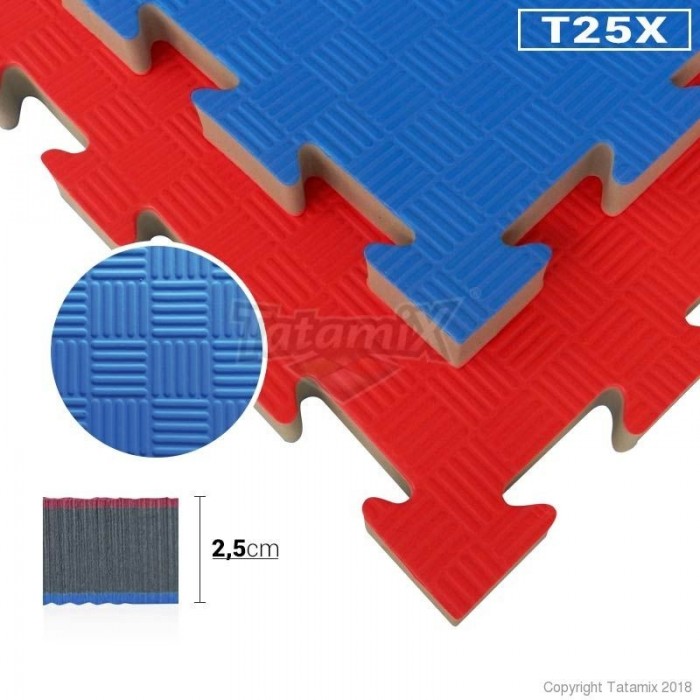 Tatami Ad Incastro Taekwondo T25X 100x100x2,5cm Rosso-Blu Quantità minima per la vendita 6 Moduli