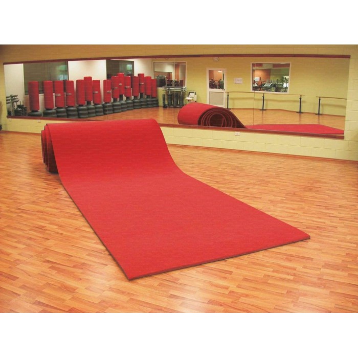 Pista ginnica 14x2 metri spessore 30 mm. moquette colore rosso art.1340