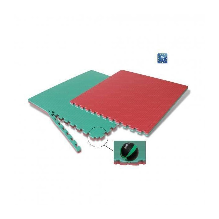 Tappeto ad incastro cm. 100x100x4, bicolore rosso e verde ART-9557