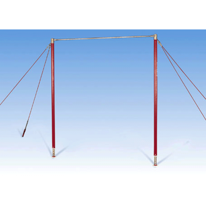 Sbarra orizzontale per volteggi omologata FIG per competizioni, regolabile in altezza, fissaggio a terra con tiranti S00254