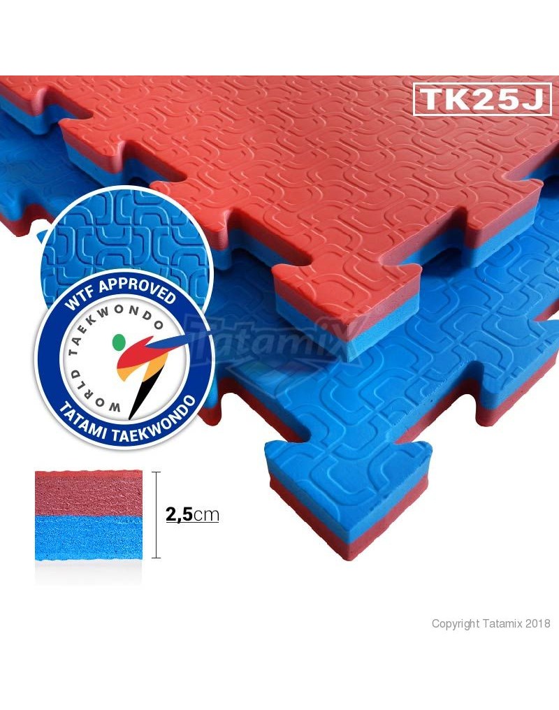 Tatami In Eva 100x100x2,5cm TK25J-WT Approvato WTF Rosso-Blu Quantità Minima Per La Vendita 6 Moduli