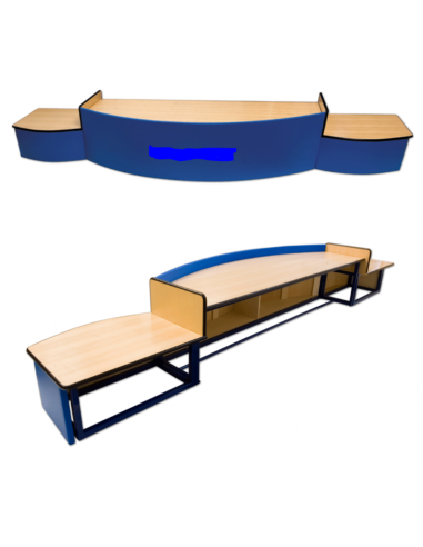 Tavolo per giuria modello FIBA mobile su ruote, dimensioni totali cm 515x90x76 S04264