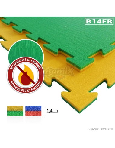 Tatami Made In Italy Ritardante Di Fiamma 100 X 100 X 1,4cm B14FR  Rosso-Blu o Giallo-Verde