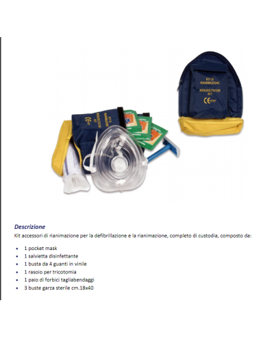 Defibrillatore KIT RIANIMAZIONE PER DEFIBRILLATORE  accessori di rianimazione