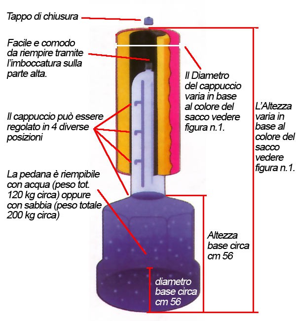 Sacco Fit Boxe Tradizionale Junior cappuccio 75x35 art. 992800 NUOVO MODELLO