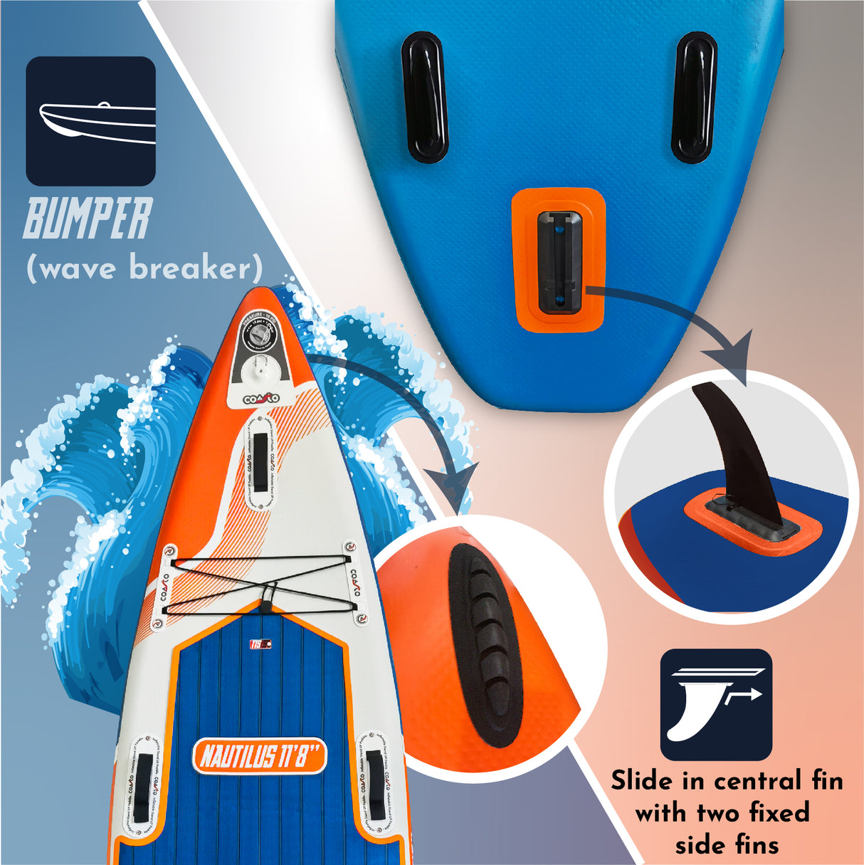 Tavola da SUP / PADDLEBOARD Coasto Nautilus 11'8  sport Nautico Cod. PB-CNAU118B