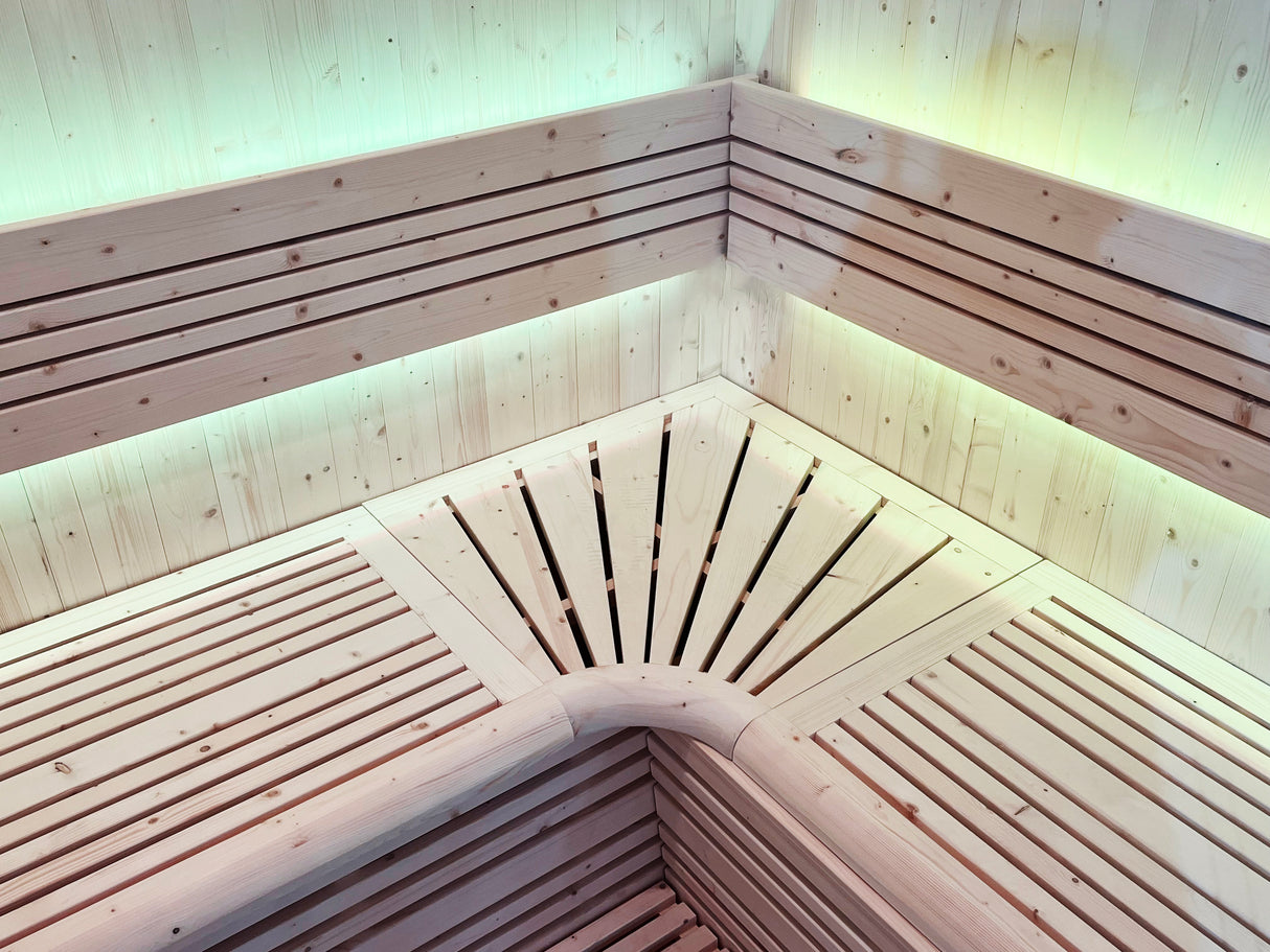 Sauna a vapore Finlandese mod. UTOPIA 4 posti Pacchetto completo 6kW stufa e pietre comprese  HL-UTA04PK  prezzo a richiesta