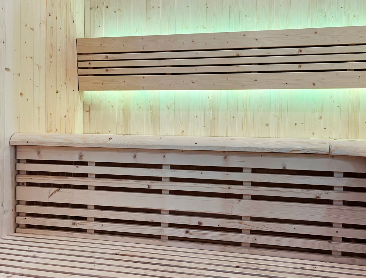 Sauna a vapore Finlandese mod. UTOPIA 4 posti Pacchetto completo 6kW stufa e pietre comprese  HL-UTA04PK  prezzo a richiesta
