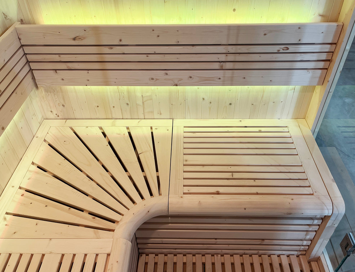 Sauna a vapore Finlandese mod. UTOPIA 4 posti Pacchetto completo 6kW stufa e pietre comprese  HL-UTA04PK  prezzo a richiesta