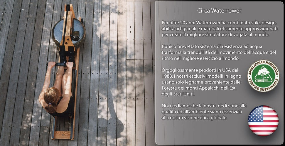 Vogatore Water Rower M1 Hi Rise Seduta Alta Struttura Acciaio Tubolare
