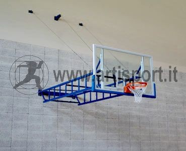 Impianto basket pallacanestro sollevabile a parete, sbalzo cm.320 Art. B655