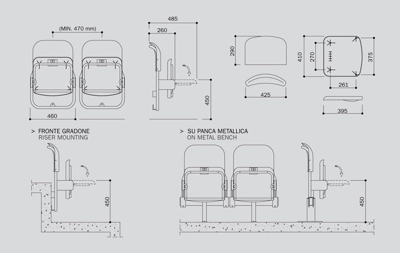 SEDUTA SEDILE OMSI SR-S16M modello  ribaltabile modello esaurito