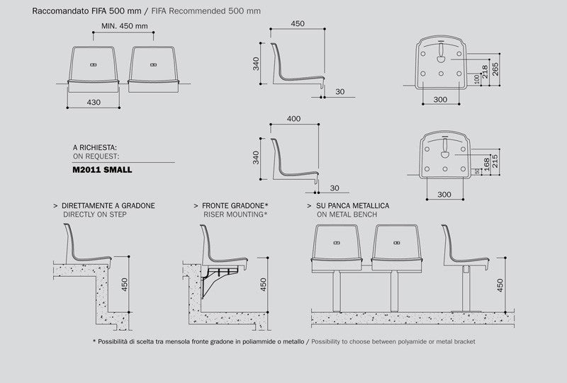 Seduta sedile scocca mod. M2011- normal misura da cm 45 ign+anti uv prof.45 cm