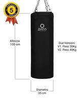 Sacco Boxe Plain 30/40/50/60 Kg da soffitto Ignifugo e Atossico