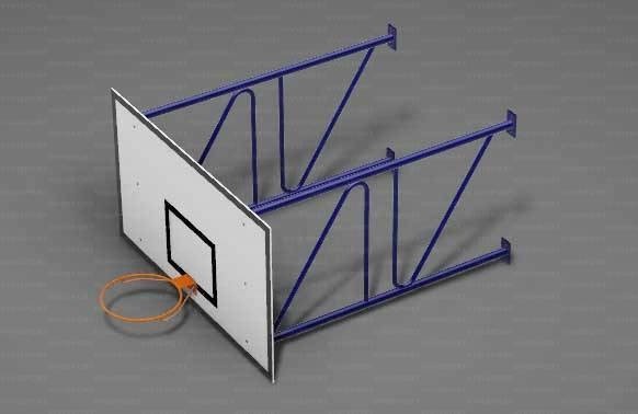 Impianto minibasket a parete tabellone in resina sbalzo 160 cm. ART. 4261 VIV