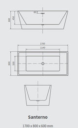 Vasca rettangolare SANTERNO FREESTANDING Misure: 160x80X60 cm