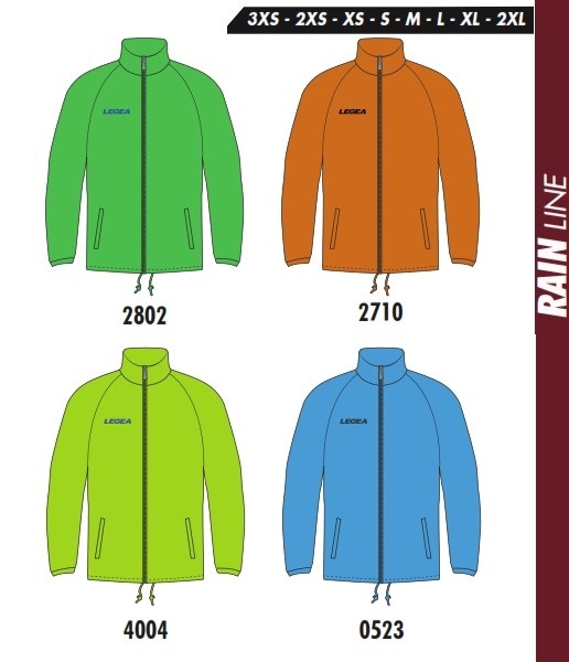 RAIN JACKET K-WAY CAIRO LEGEA COLORI FLUO A SCELTA