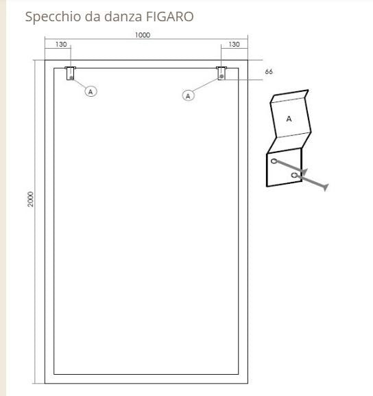 Specchio Da Parete Antinfortunistico Figaro 200x100 Liscio Silver Frame