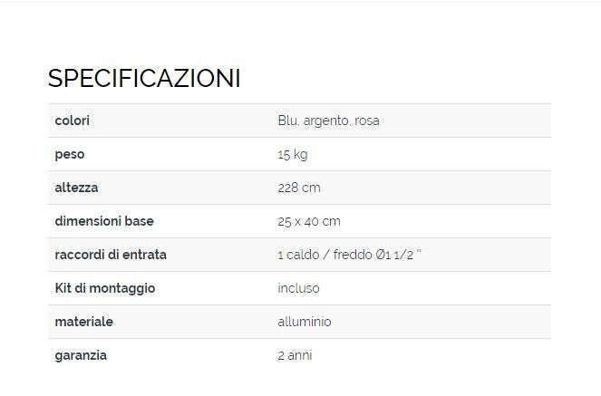 DOCCIA DA ESTERNO FORMIDRA BELLAGIO VERNICE METALLICA GRIGIA