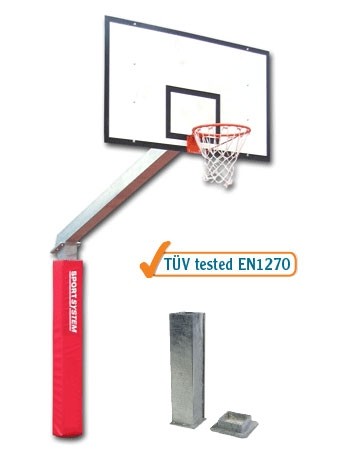 Impianto basket monotubolare di acciaio zincato, struttura con sbalzo cm 225 Art. S04032