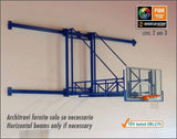 Impianto basket modello TREVI a muro chiudibile lateralmente, sbalzo cm 325, omologato FIBA Art. S04064