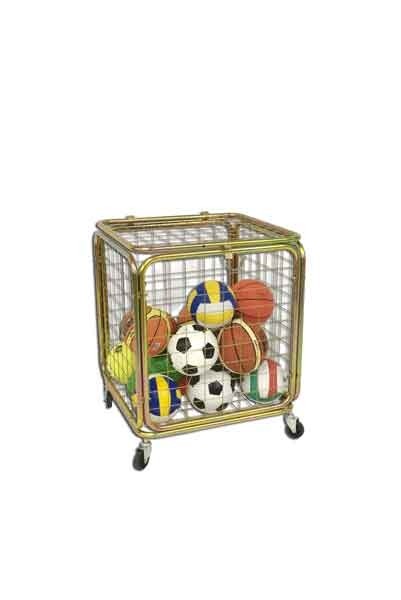 Gabbia porta palloni in acciaio zincato mobile su ruote Art. S05654