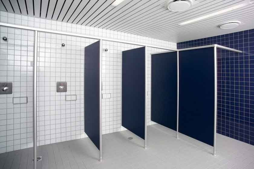 Divisorio per doccia con supporto di acciaio inox e pannello di laminato Art. S07428