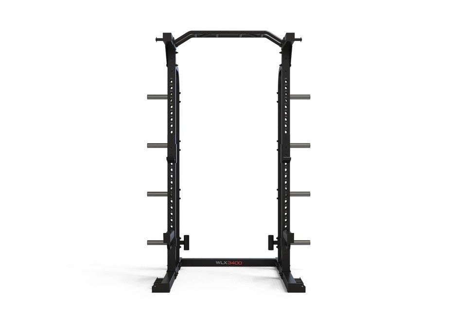 Half rack con 8 barre in acciaio per elastici toorx WLX-3400 e traliccio multipresa superiore