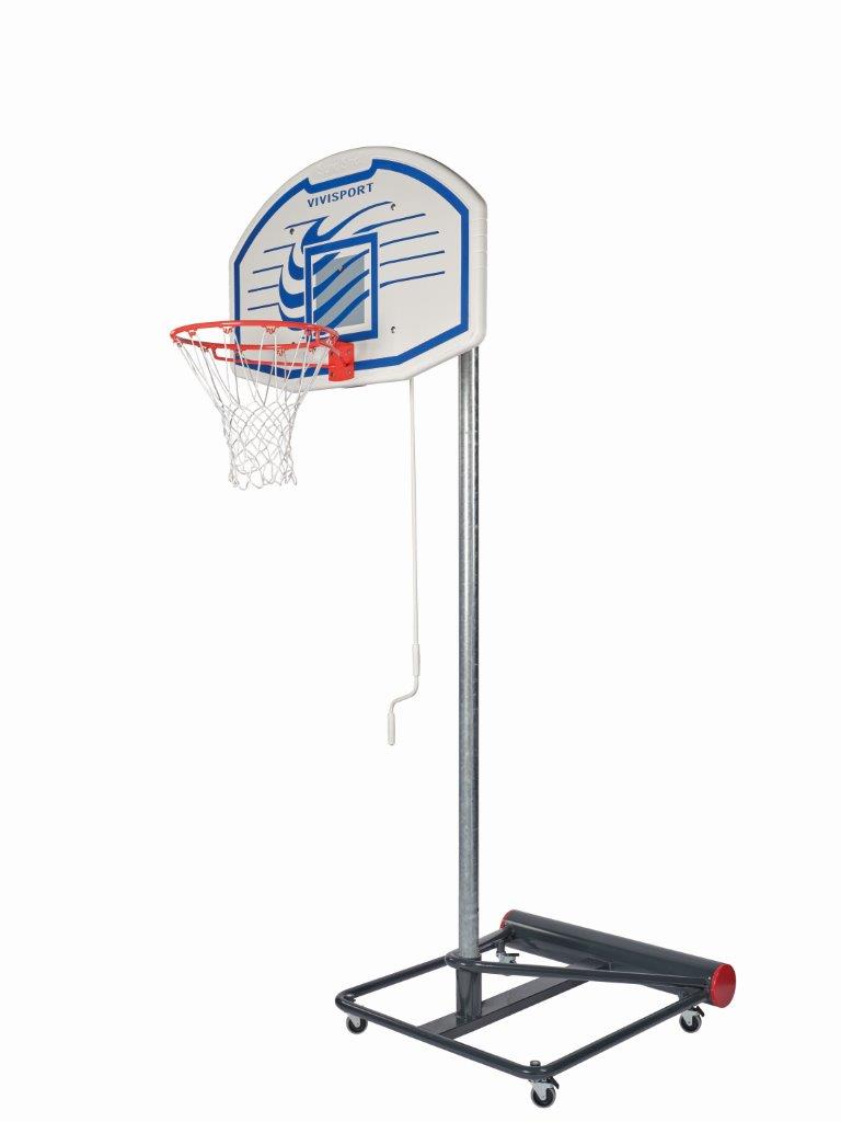 Mezzo impianto minibasket/basket modello Scuola, mobile su ruote autobloccanti, sbalzo 60cm, tabellone 112x73cm,  Art 4230