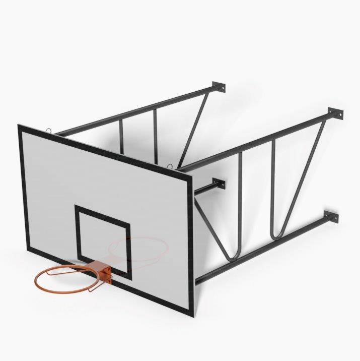 Impianto basket fisso, tabelloni in legno, sbalzo 320 cm.  ART. 4262