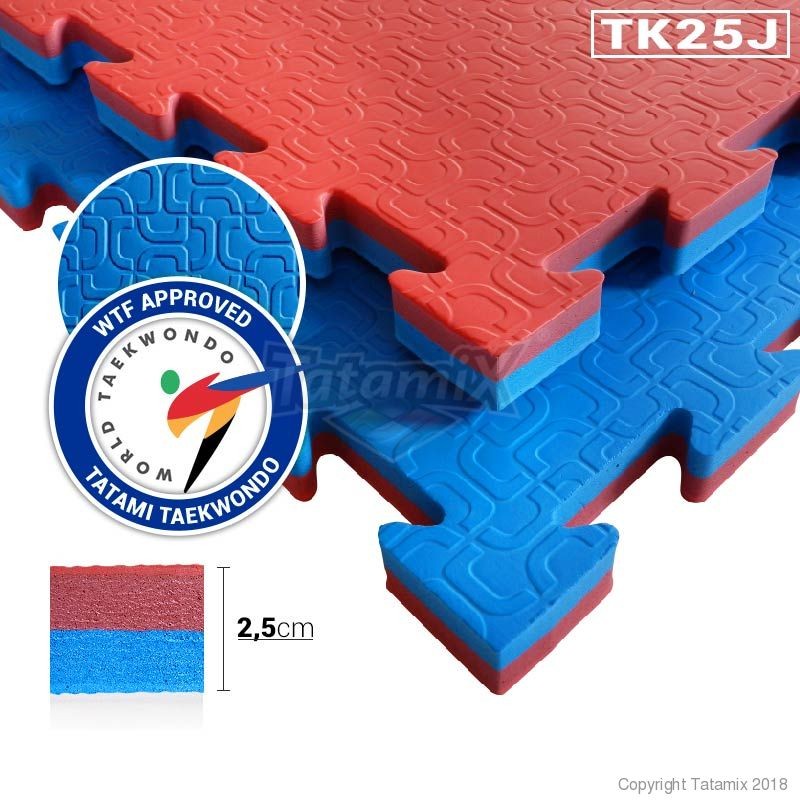 Tatami In Eva 100x100x2,5cm TK25J-WT Approvato WTF Rosso-Blu Quantità Minima Per La Vendita 6 Moduli