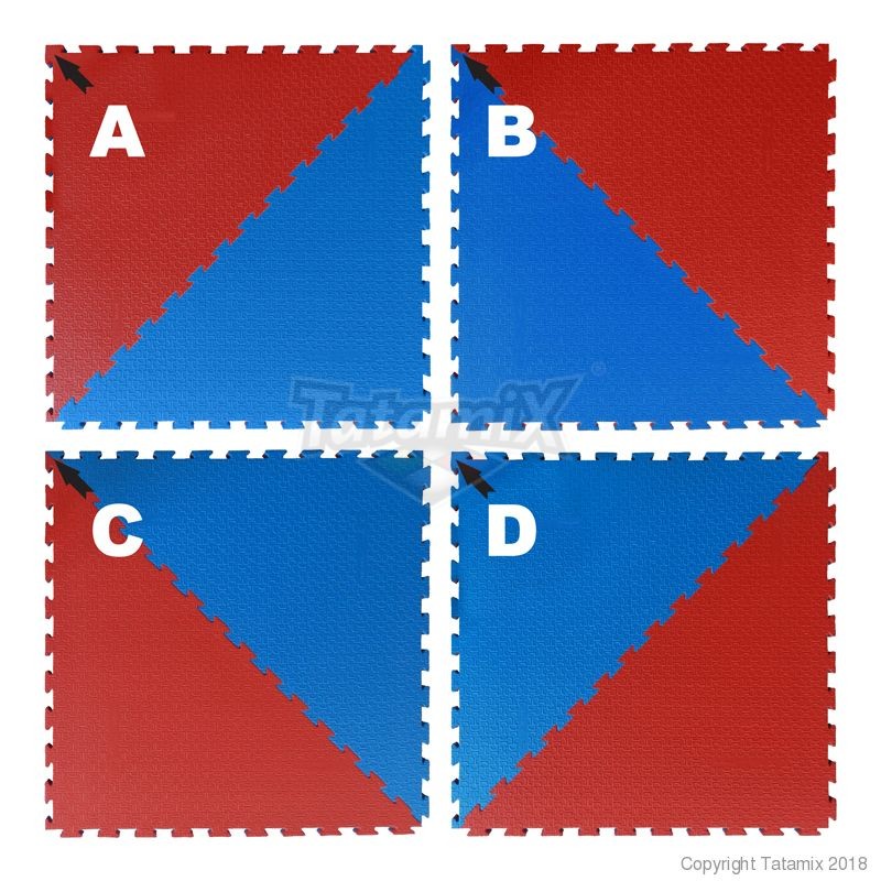 Tatami In Eva 100x100x2,5cm OTK25J Ottagono Approvato WT Rosso-blu Kit 8 Pezzi