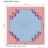 Tatami In Eva 100x100x2,5cm OTK25J Ottagono Approvato WT Rosso-blu Kit 8 Pezzi