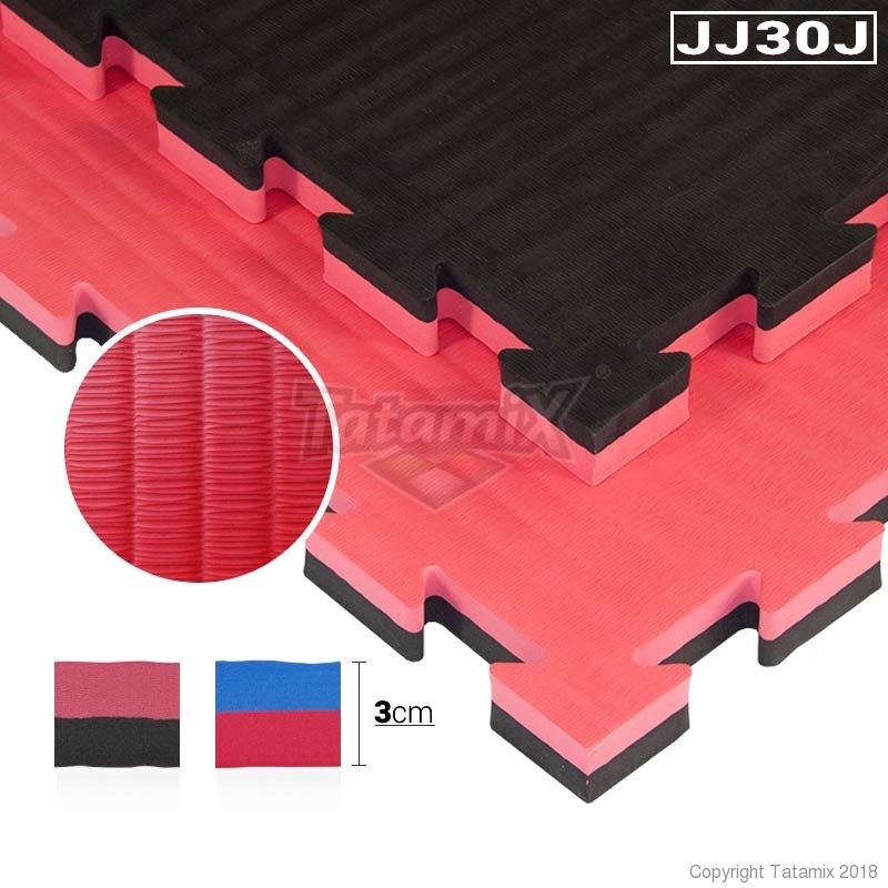 Tatami Ad Incastro JJ30J Eccellent Eva 100x100x3cm Nero-Rosso Quantità Minima Per La Vendita 6 Moduli