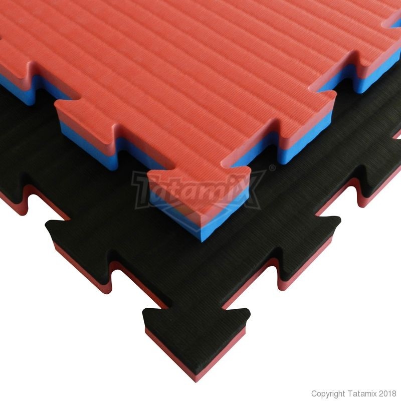 Tatami Ad Incastro JJ30J Eccellent Eva 100x100x3cm Nero-Rosso Quantità Minima Per La Vendita 6 Moduli