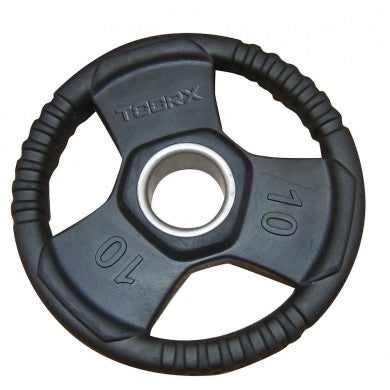 DISCO OLIMPIONICO GHISA NERA GOMMATO KG. 1.25 TRI GRIP TOORX CON FORO Dim. Ø 50mm cod. DGG-TG1.25